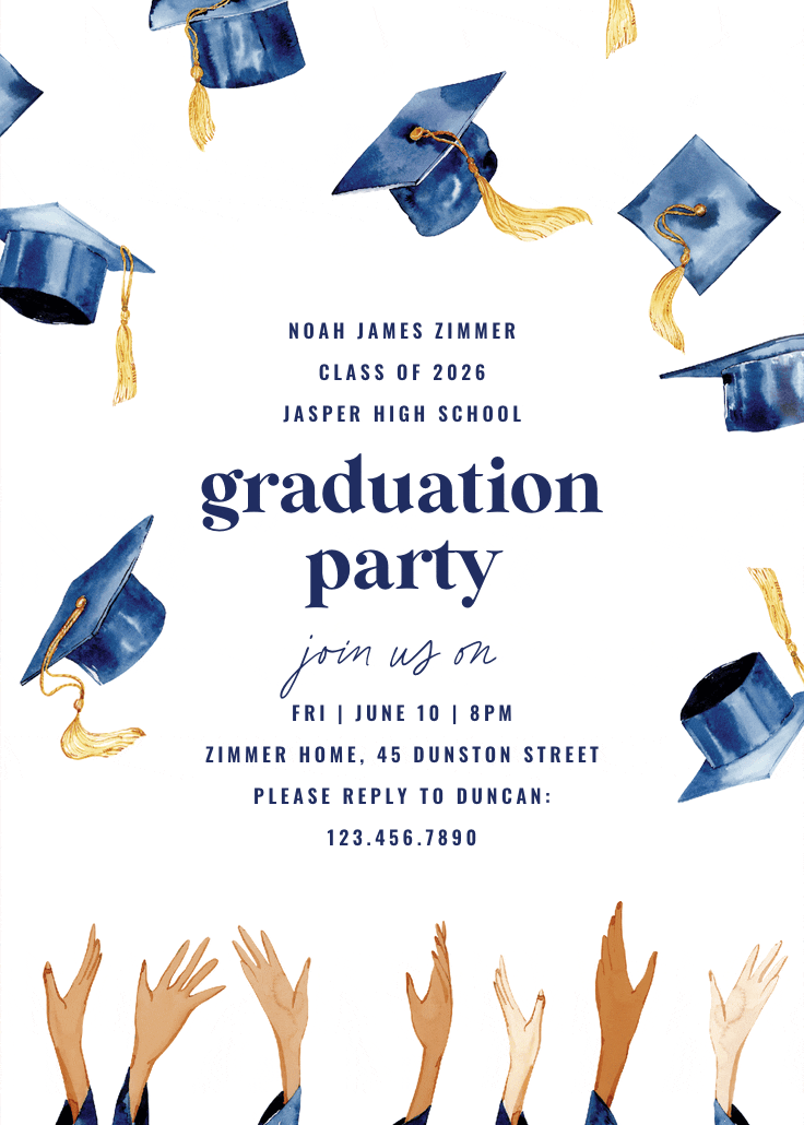 Happy hats - graduation party invitation